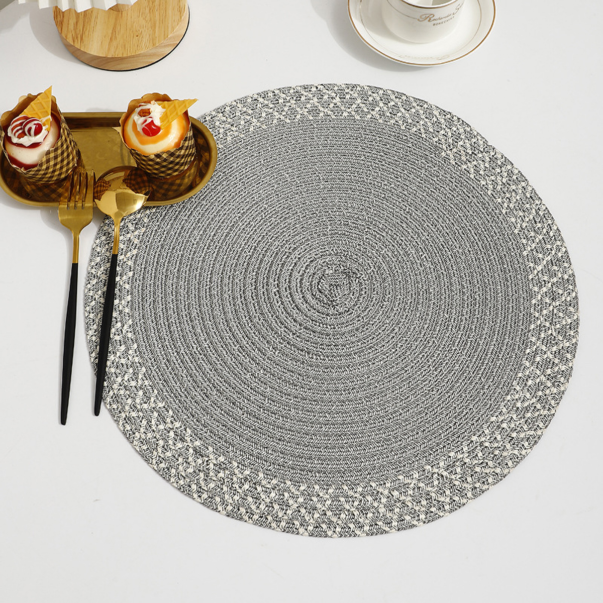 Matorino-Round Woven Placemats, Kitchen Table Place Mats for Dining Table, Trivets for Hot Pots and Pans, Boho Table Decorations for Table Setting, Tabletop Accessories