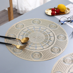 Matorino-Metallic Round Placemats Vinyl Placemats, Hollow Out Dining Table Plate Mats for Home Kitchen Daily Meal Indoor Outdoor Activities