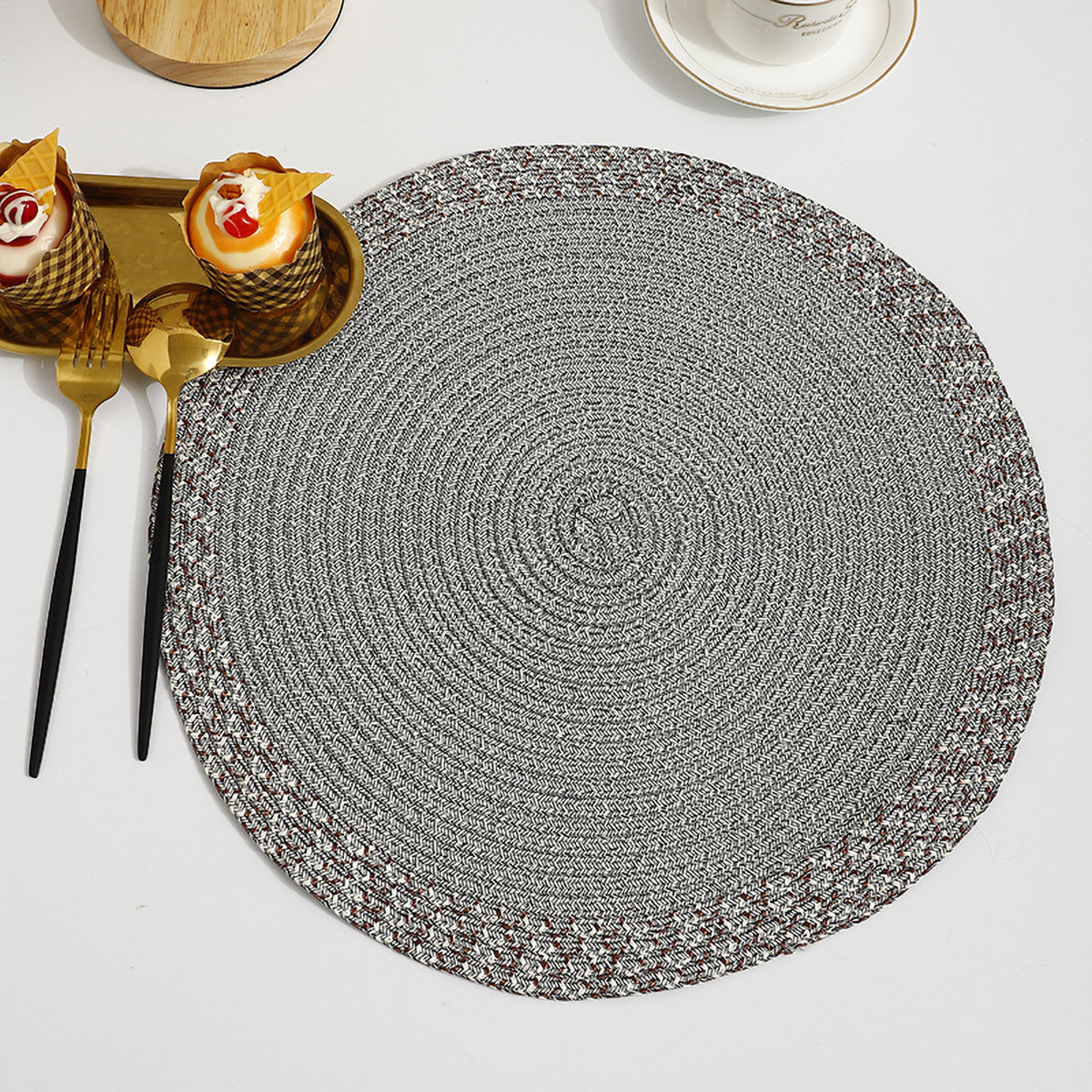 Matorino-Round Woven Placemats, Kitchen Table Place Mats for Dining Table, Trivets for Hot Pots and Pans, Boho Table Decorations for Table Setting, Tabletop Accessories