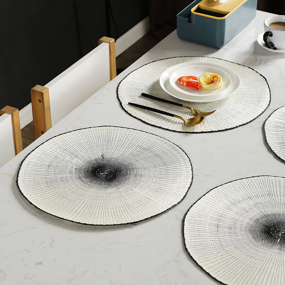 Round Woven Placemats - Natural Placemats, Paper Woven Placemats, 15 Inches, Non-Slip, Heat Resistant, Hand Woven Chargers for Dining Table.