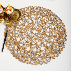 Matorino -Round Placemats, Hollow Out Place mats Heat-Resistant Shining, 15 inches Table Mat Decorative Gift, Hand Woven Chargers for Dining Table.
