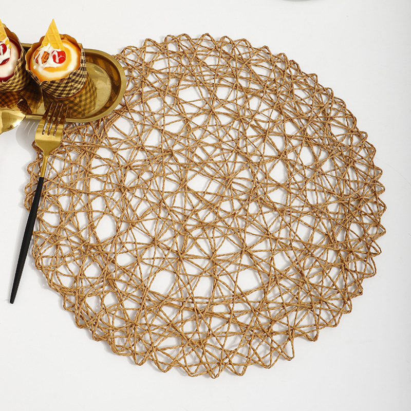 Matorino -Round Placemats, Hollow Out Place mats Heat-Resistant Shining, 15 inches Table Mat Decorative Gift, Hand Woven Chargers for Dining Table.