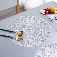 Matorino-Metallic Round Placemats Vinyl Placemats, Hollow Out Dining Table Plate Mats for Home Kitchen Daily Meal Indoor Outdoor Activities