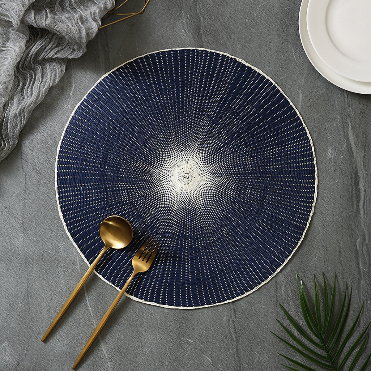 Round Woven Placemats - Natural Placemats, Paper Woven Placemats, 15 Inches, Non-Slip, Heat Resistant, Hand Woven Chargers for Dining Table.