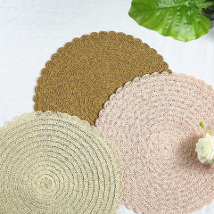 Matorino -Round Placemats Set, Natural Hyacinth Extra Wide Woven Placemats, Farmhouse Boho Fringe Placemats, Wipeable Braided Placemat.