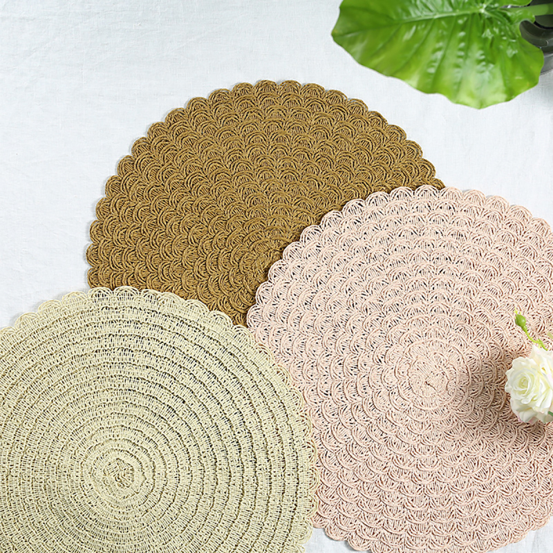 Matorino -Round Placemats Set, Natural Hyacinth Extra Wide Woven Placemats, Farmhouse Boho Fringe Placemats, Wipeable Braided Placemat.
