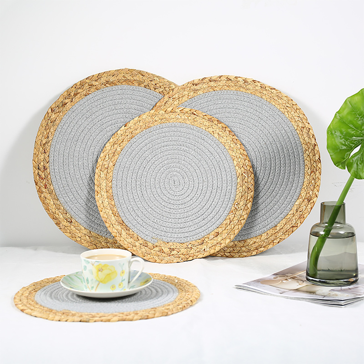 Matorino -Round Braided Placemats Set, Round Table Mats for Dining Tables 15 inch Washable.