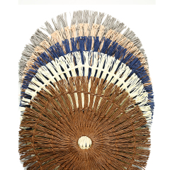 Matorino -Colorful Round Braided Placemats with Raw Edge, Paper Woven Table Mat for Kitchen Dining Table, Round Indoor Woven Fabric Table Mats.