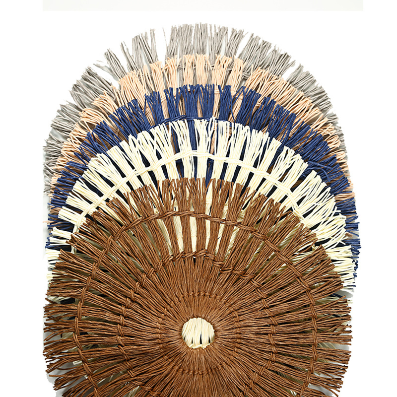 Matorino -Colorful Round Braided Placemats with Raw Edge, Paper Woven Table Mat for Kitchen Dining Table, Round Indoor Woven Fabric Table Mats.