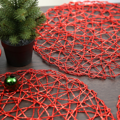 Matorino -Woven Paper Tabletop Collection Holiday or Event Décor, Reversible Round Placemat Set, 15" Dia.