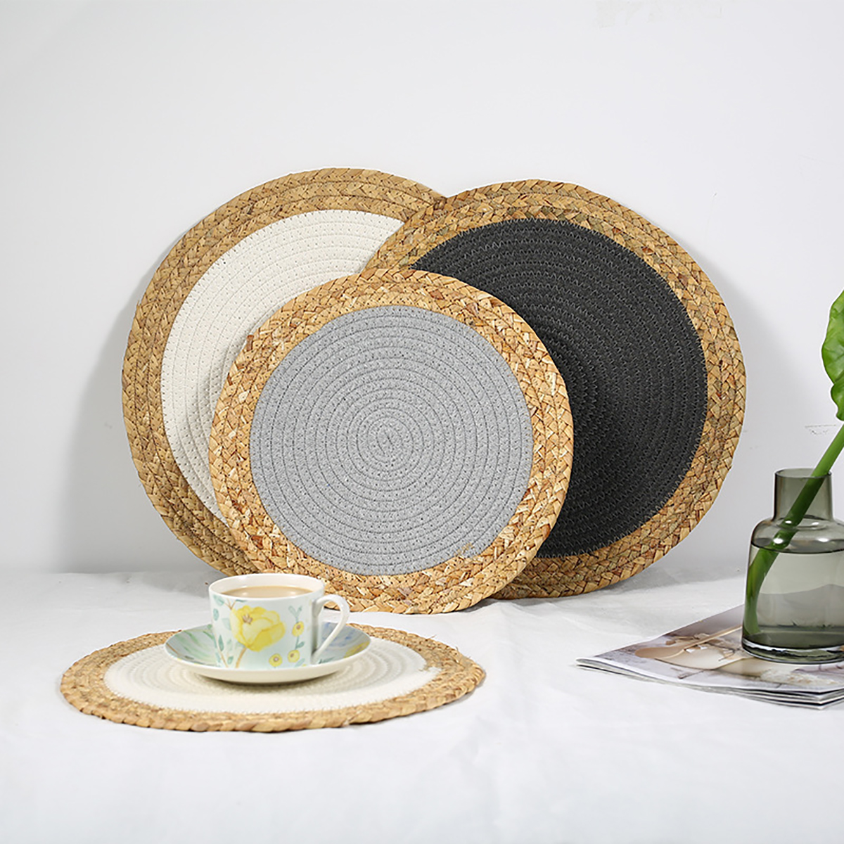 Matorino -Round Braided Placemats Set, Round Table Mats for Dining Tables 15 inch Washable.