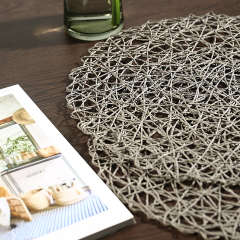 Matorino -Woven Paper Tabletop Collection Holiday or Event Décor, Reversible Round Placemat Set, 15" Dia.
