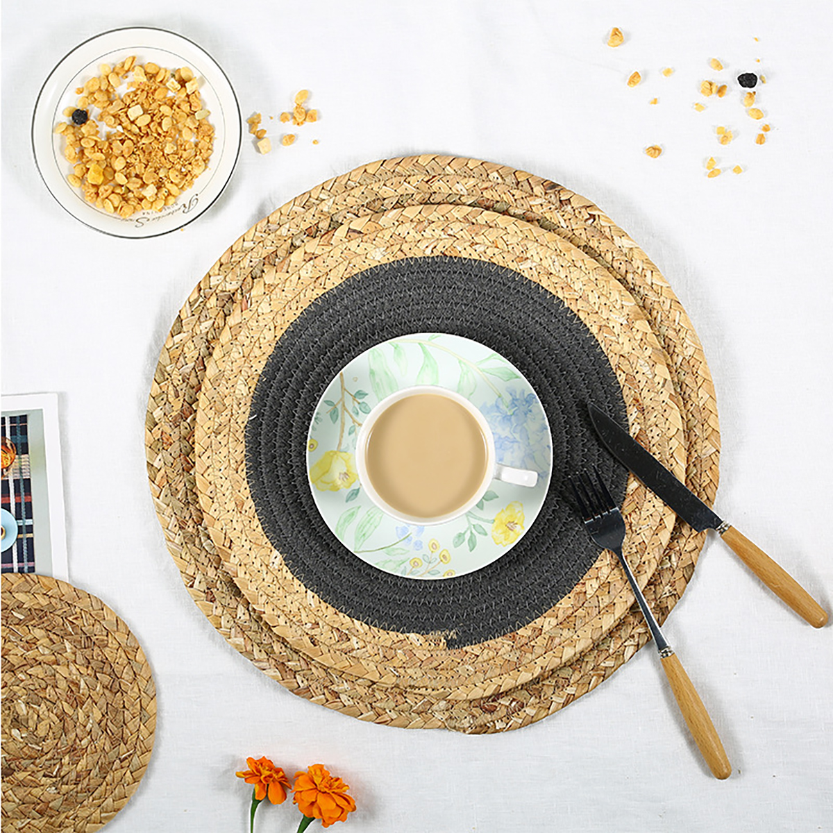 Matorino -Round Braided Placemats Set, Round Table Mats for Dining Tables 15 inch Washable.