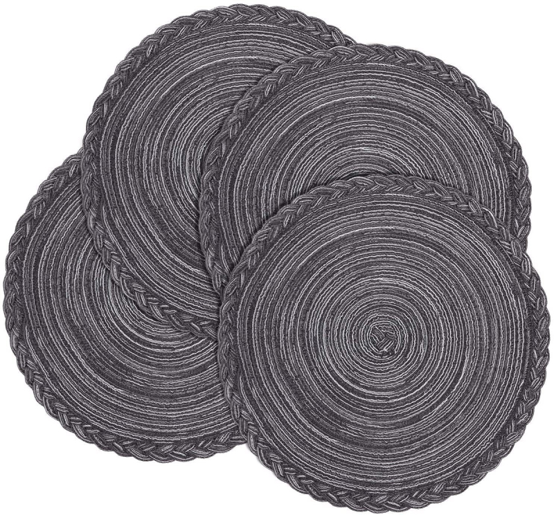 Matorino -Round Woven Placemats set for Dining Table Plates, 13 Inch Round Braided Placemat Heat Resistant Washable Christmas Table Mats.