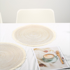 Matorino -Round Braided Placemats Set, Washable Table Placemats, Cotton Polyester Place Mats, 15 inch Circle Table Mats for Holiday Party.