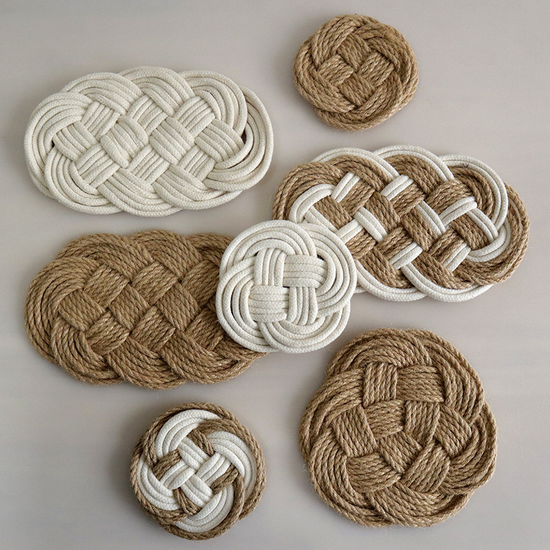 Matorino -Drink Coasters, Minimalist Cotton WovennAbsorbent Coaster Set for Home Decor Tabletop Protection Suitable for Kinds of Cups, 4.3 Inches.