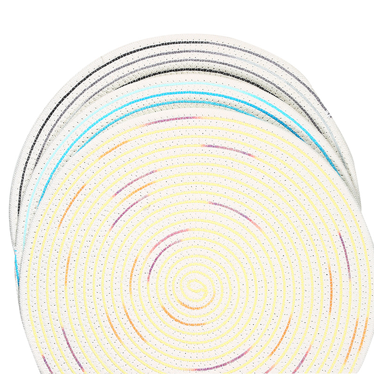 Matorino -15 Inch Round Braided Placemats Set, Washable Heat Resistant Cotton Polyester Circle Place Mats for Kitchen Dining Table - Canvas Beige.