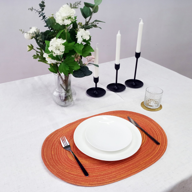 Matorino -Oval Woven Placemats 12x16 inch Cotton Braided Placemats， Heat-Resistant Non-Slip Cotton Table Mats Charger Plates for Table Decoration.