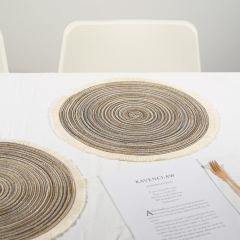 Matorino -Round Braided Placemats Set, Washable Table Placemats, Cotton Polyester Place Mats, 15 inch Circle Table Mats for Holiday Party.