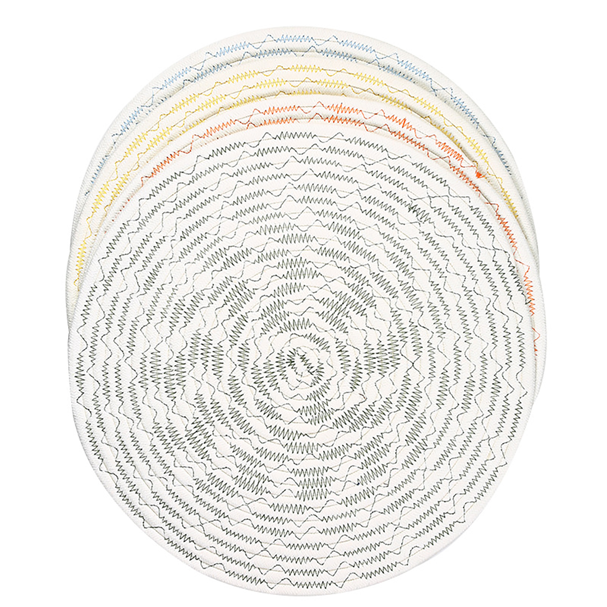 Matorino -15 Inch Round Braided Placemats Set, Washable Heat Resistant Cotton Polyester Circle Place Mats for Kitchen Dining Table - Canvas Beige.
