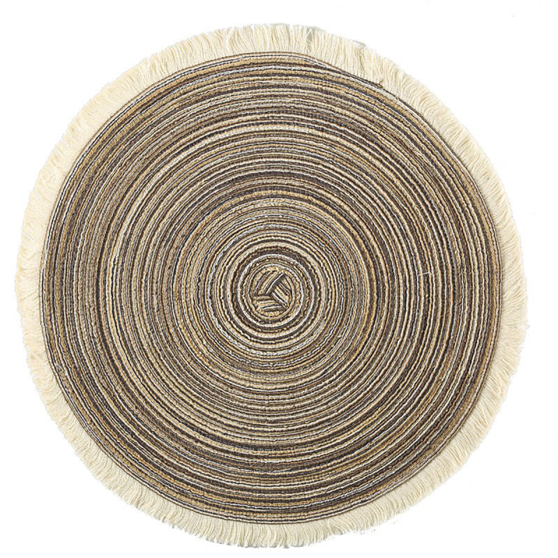 Matorino -Round Braided Placemats Set, Washable Table Placemats, Cotton Polyester Place Mats, 15 inch Circle Table Mats for Holiday Party.