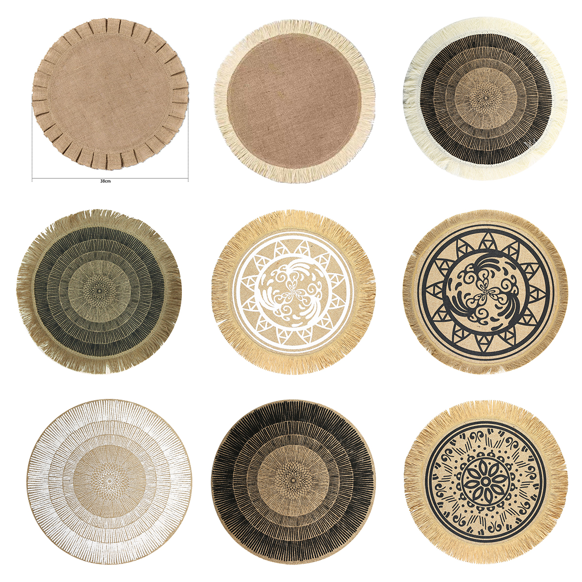 Matorino -Round Cotton Placemat Set, Boho Placemats Table Mats Woven Washable Table Placemats for Fall Kitchen Dining Home Farmhouse , Thanksgiving Christmas Decoration Heat Resistant Place Mat.