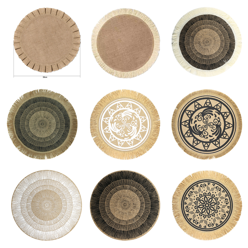 Matorino -Round Cotton Placemat Set, Boho Placemats Table Mats Woven Washable Table Placemats for Fall Kitchen Dining Home Farmhouse , Thanksgiving Christmas Decoration Heat Resistant Place Mat.