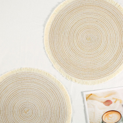 Matorino -Round Braided Placemats Set, Washable Table Placemats, Cotton Polyester Place Mats, 15 inch Circle Table Mats for Holiday Party.