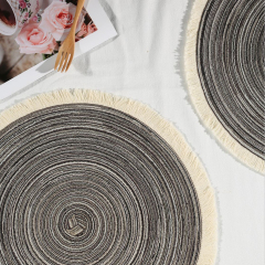 Matorino -Round Braided Placemats Set, Washable Table Placemats, Cotton Polyester Place Mats, 15 inch Circle Table Mats for Holiday Party.
