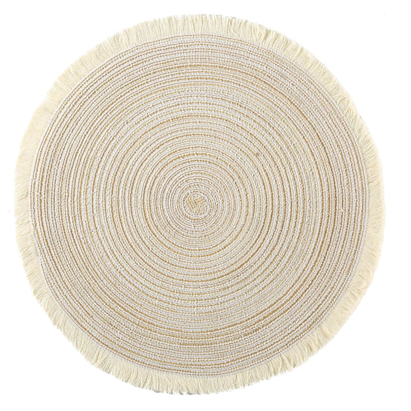 Matorino -Round Braided Placemats Set, Washable Table Placemats, Cotton Polyester Place Mats, 15 inch Circle Table Mats for Holiday Party.