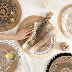 Matorino -Round Cotton Placemat Set, Boho Placemats Table Mats Woven Washable Table Placemats for Fall Kitchen Dining Home Farmhouse , Thanksgiving Christmas Decoration Heat Resistant Place Mat.