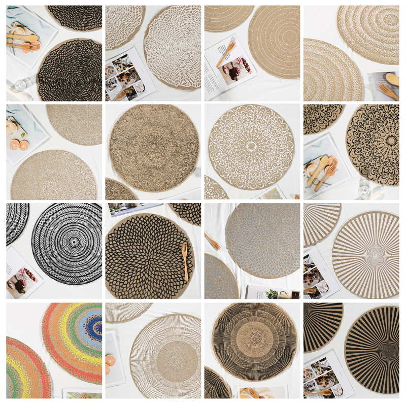 Matorino -Round Cotton Placemat Set, Boho Placemats Table Mats Woven Washable Table Placemats for Fall Kitchen Dining Home Farmhouse , Thanksgiving Christmas Decoration Heat Resistant Place Mat.
