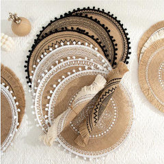 Matorino -Round Cotton Placemat Set, Boho Placemats Table Mats Woven Washable Table Placemats for Fall Kitchen Dining Home Farmhouse , Thanksgiving Christmas Decoration Heat Resistant Place Mat.