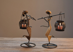 Matorino -Tea Light Candle Holders, Black Tea Light Holder, Farmer Carring a Hoe, Creative Candle Holders for Wedding Home Living Room Coffee Tables Decor, Ornaments for Christmas Part.