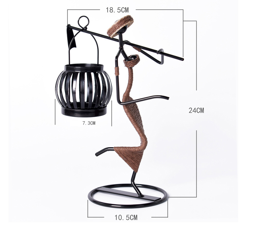 Matorino -Tea Light Candle Holders, Black Tea Light Holder, Farmer Carring a Hoe, Creative Candle Holders for Wedding Home Living Room Coffee Tables Decor, Ornaments for Christmas Part.