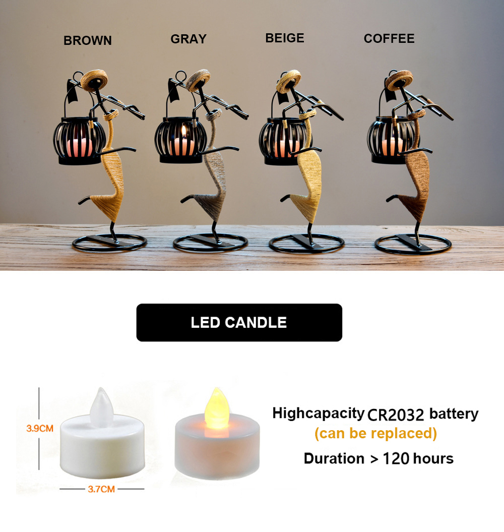 Matorino -Tea Light Candle Holders, Black Tea Light Holder, Farmer Carring a Hoe, Creative Candle Holders for Wedding Home Living Room Coffee Tables Decor, Ornaments for Christmas Part.