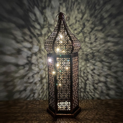 Matorino-Ramadan Metal Lantern Fanous Lantern Ramadan Kareem Home Tabletop Decoration