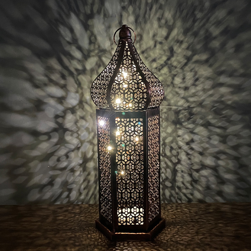 Matorino-Ramadan Metal Lantern Fanous Lantern Ramadan Kareem Home Tabletop Decoration
