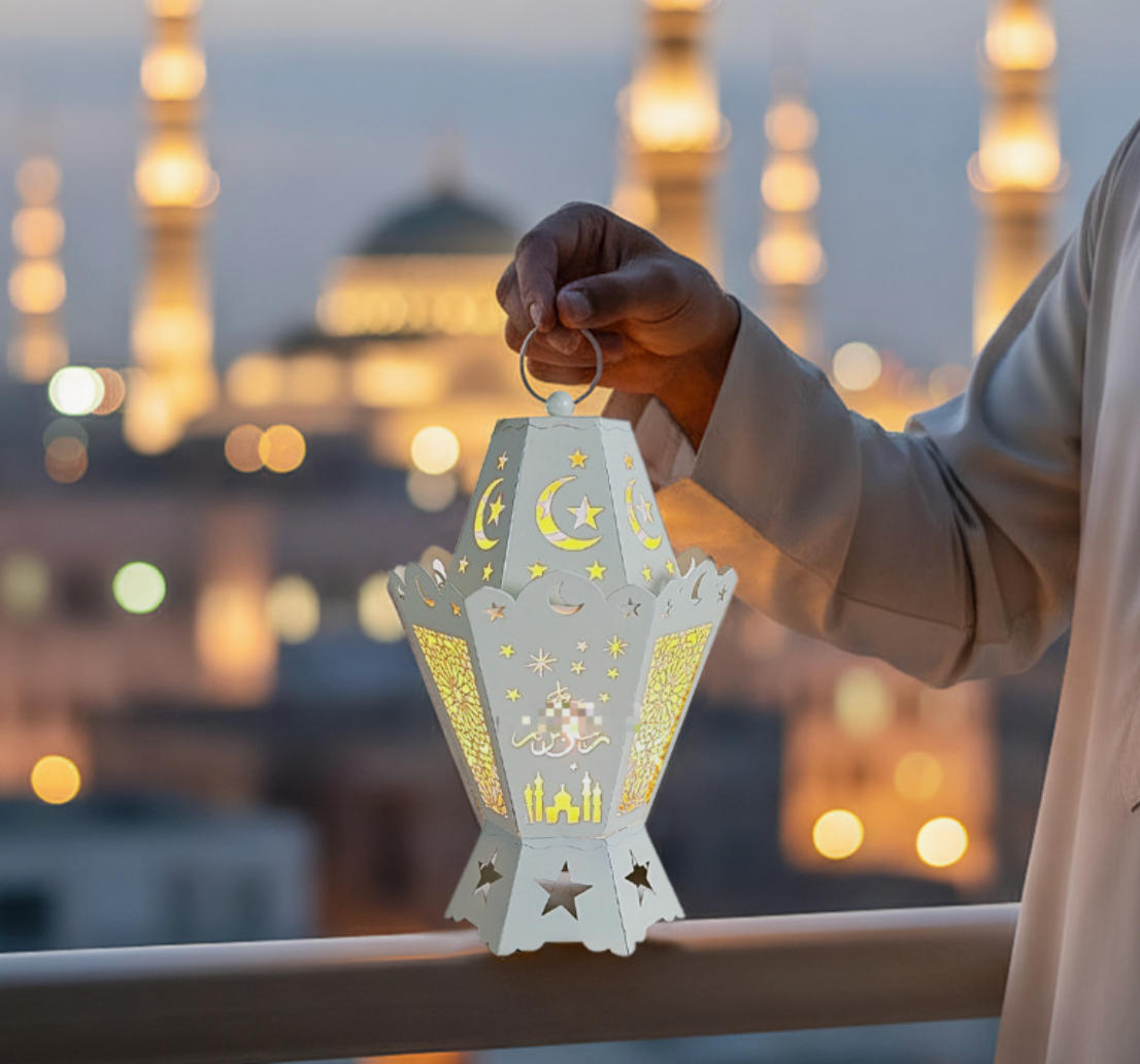 Matorino -Ramadan Lantern Set of 2, Cutout LED Lanterns with Moon & Star, for Eid Mubarak & Muslim Home Decor