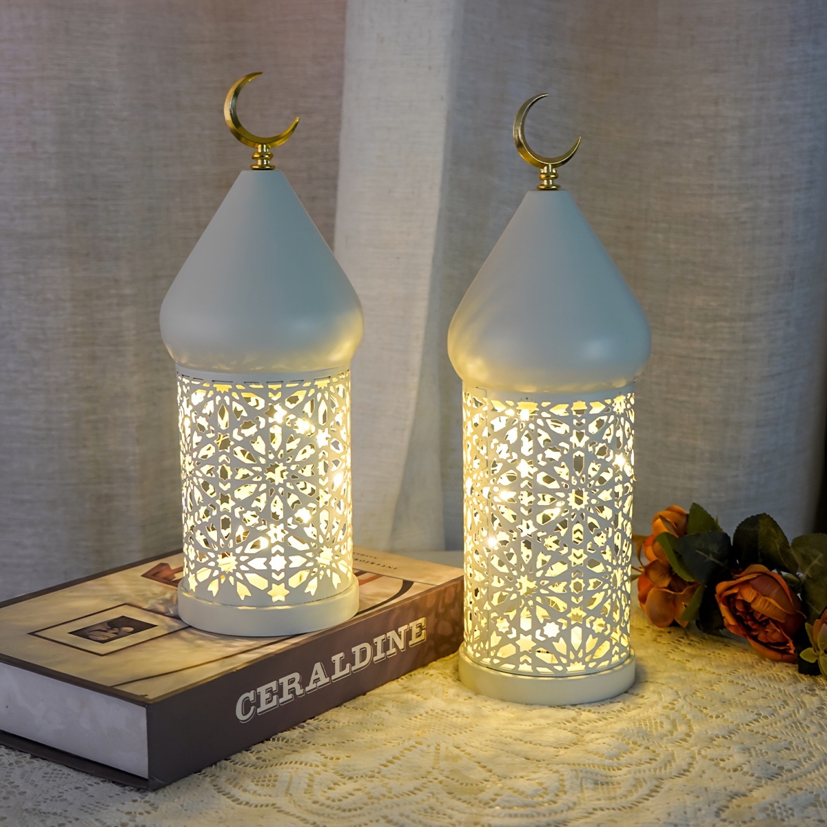 Matorino-Arabic Design Islamic Ramadan Metal Lantern Eid Diwali Decoration Candle Lanterns