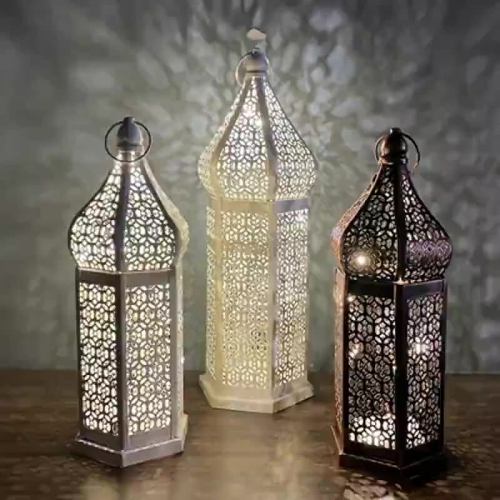 Matorino-Ramadan Metal Lantern Fanous Lantern Ramadan Kareem Home Tabletop Decoration