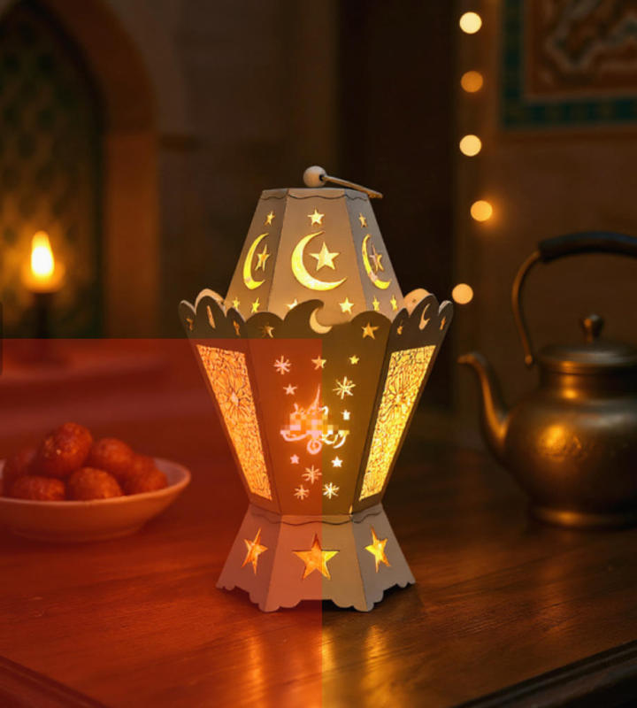 Matorino -Ramadan Lantern Set of 2, Cutout LED Lanterns with Moon & Star, for Eid Mubarak & Muslim Home Decor