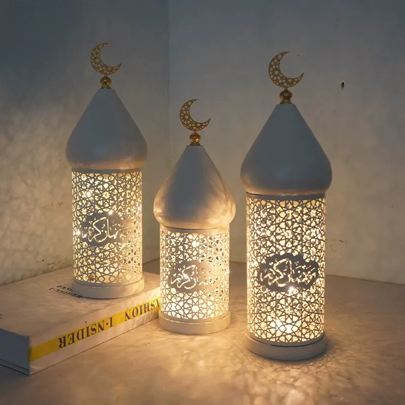 Matorino-Royal Look White Colors Islamic Ramadan Eid Ul Fitr Lighting Decoration Candle Lanterns