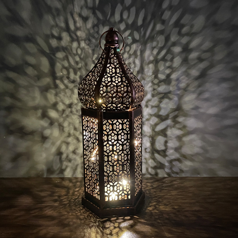 Matorino-Ramadan Metal Lantern Fanous Lantern Ramadan Kareem Home Tabletop Decoration