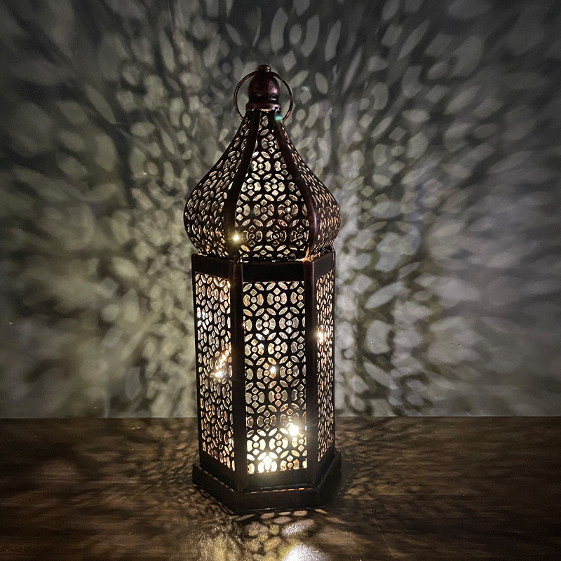 Matorino-Ramadan Metal Lantern Fanous Lantern Ramadan Kareem Home Tabletop Decoration