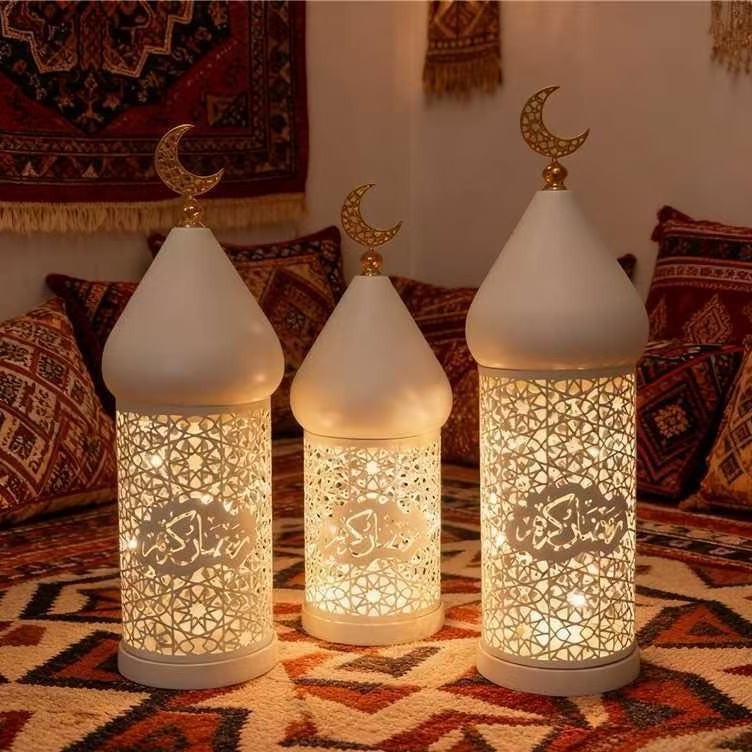 Matorino-Royal Look White Colors Islamic Ramadan Eid Ul Fitr Lighting Decoration Candle Lanterns