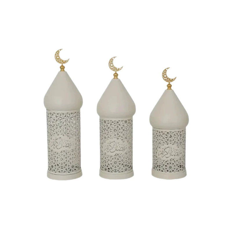 Matorino-Royal Look White Colors Islamic Ramadan Eid Ul Fitr Lighting Decoration Candle Lanterns
