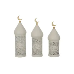 Matorino-Royal Look White Colors Islamic Ramadan Eid Ul Fitr Lighting Decoration Candle Lanterns