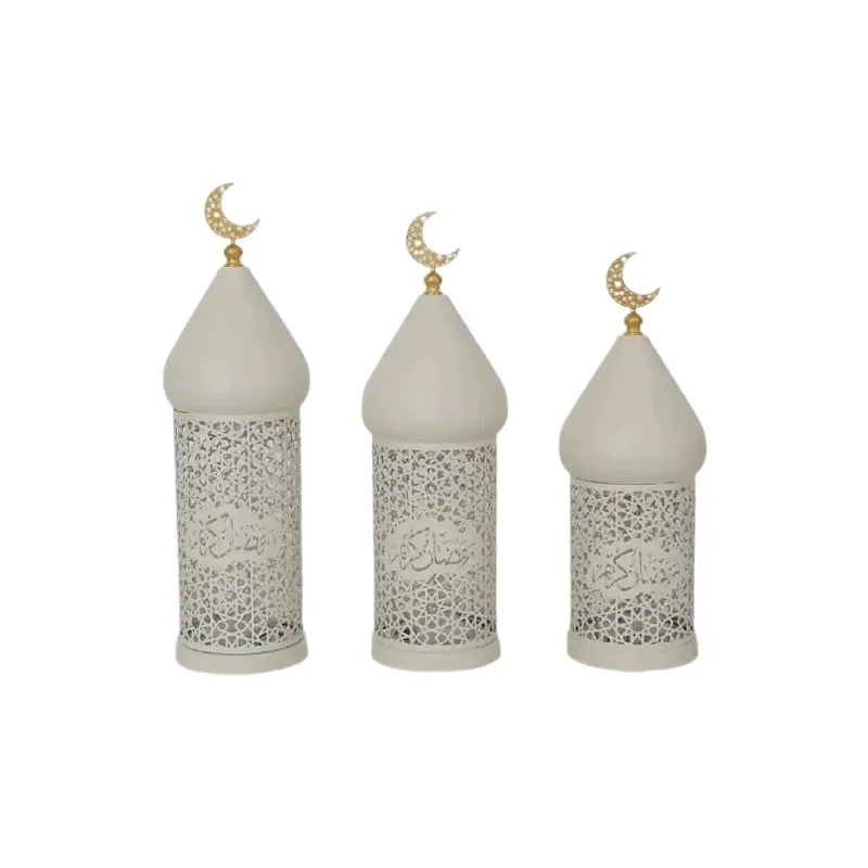 Matorino-Royal Look White Colors Islamic Ramadan Eid Ul Fitr Lighting Decoration Candle Lanterns