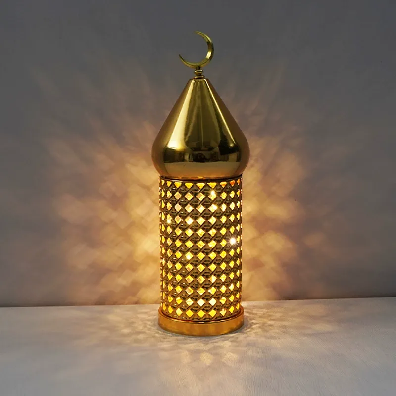 MatoRino-Ramadan Eid Mubarak Metal Lantern Muslim Mosque LED Ramadan Lantern Decoration